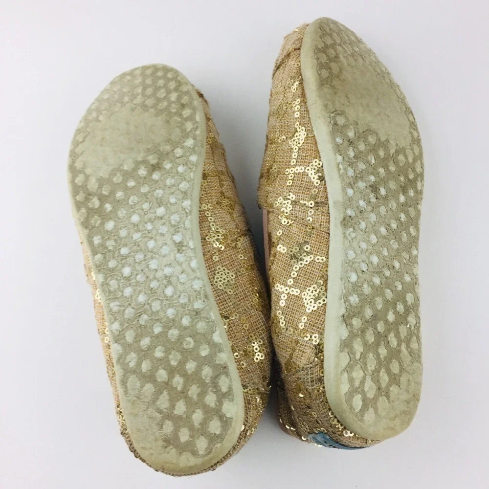 Toms slip on loafers gold with gold sequence‎ size 6.5